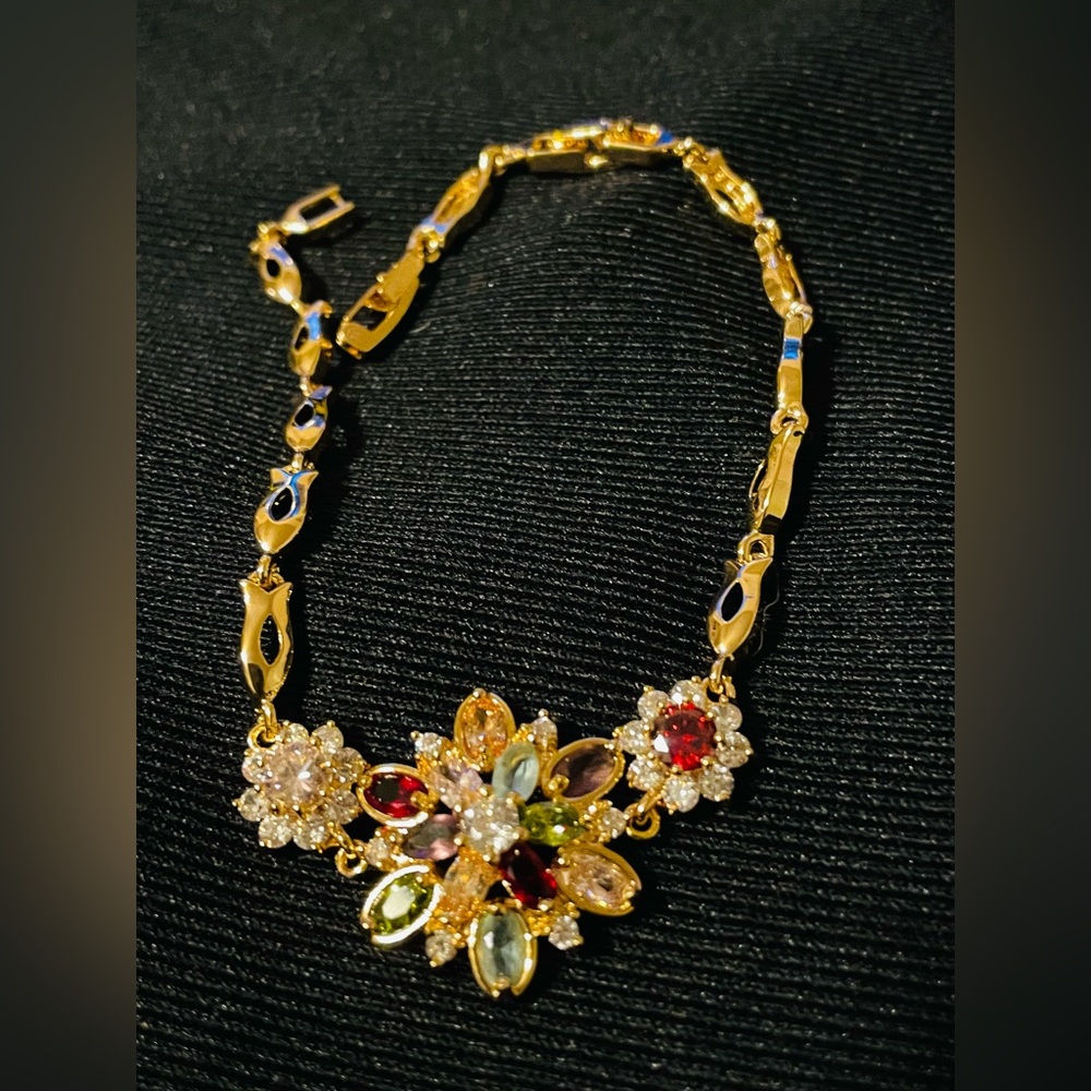 18K Gold Filled and Gold Layered Multi-Color Gemstone Bracelet